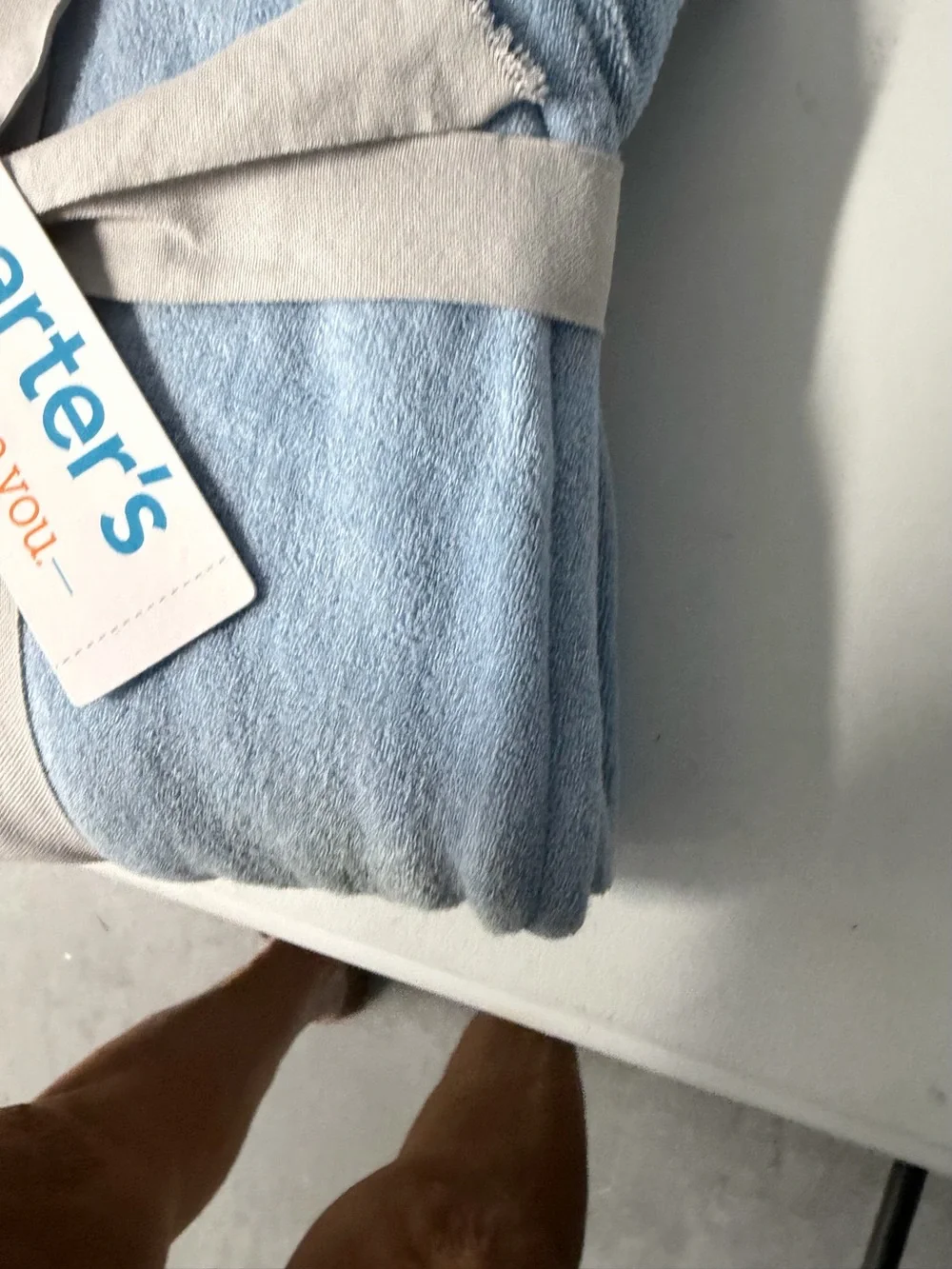 Carter's Baby Hooded Towel & Washcloth Set - Blue and White nwt